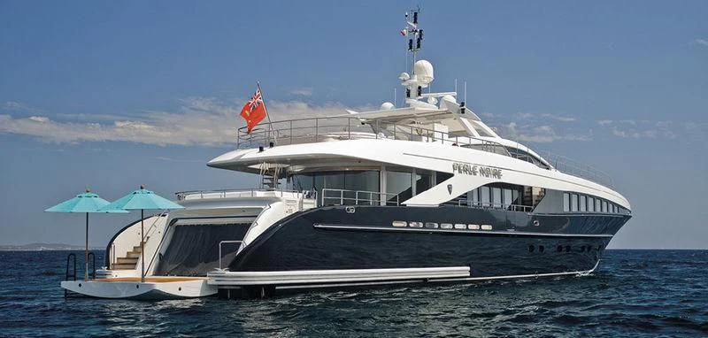a large white boat on the water aboard AILISH V Yacht for Sale