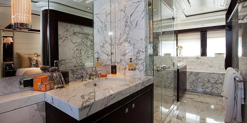 a bathroom with a large sink aboard AILISH V Yacht for Sale