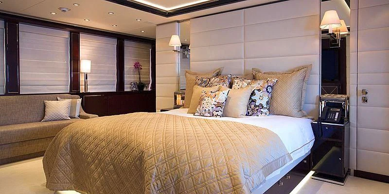 a bed in a hotel room aboard AILISH V Yacht for Sale