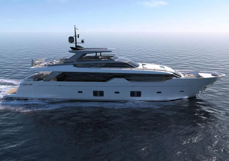 a white yacht on the water aboard PIOLA Yacht for Sale
