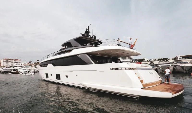 a white yacht in the water aboard PIOLA Yacht for Sale