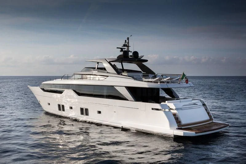 a white yacht in the water aboard PIOLA Yacht for Sale
