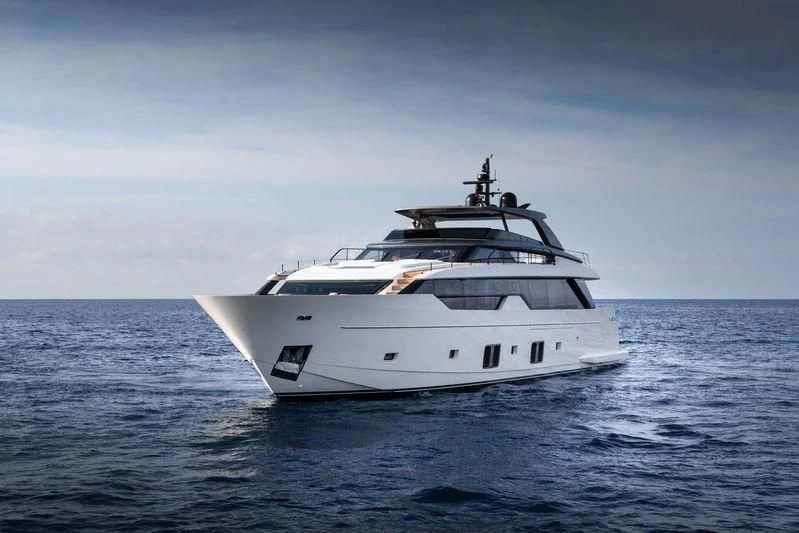 a white yacht in the water aboard PIOLA Yacht for Sale