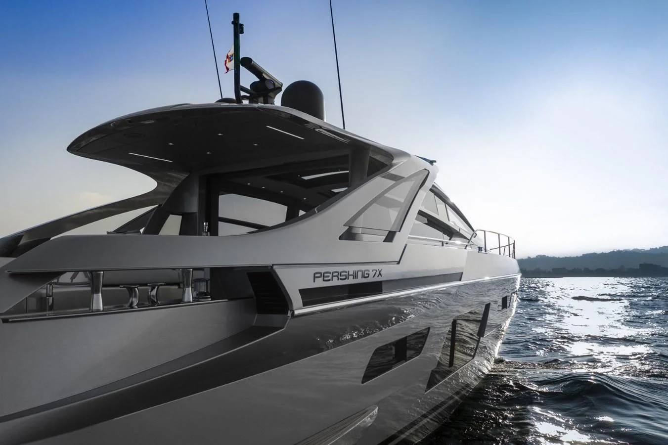 a boat on the water aboard PERSHING 7X Yacht for Sale