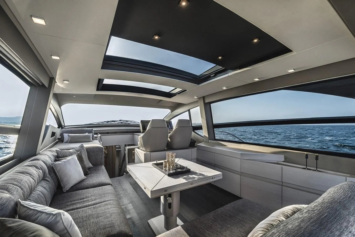 inside of a car aboard PERSHING 7X Yacht for Sale