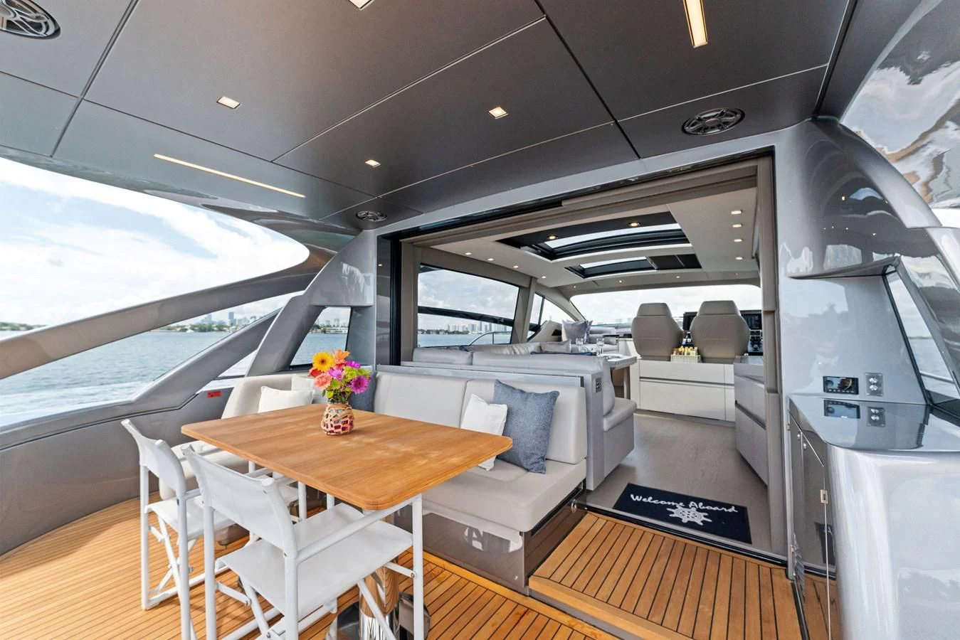 inside of a car aboard PERSHING 7X Yacht for Sale