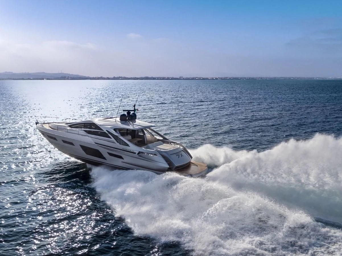 a boat on the water aboard PERSHING 7X Yacht for Sale