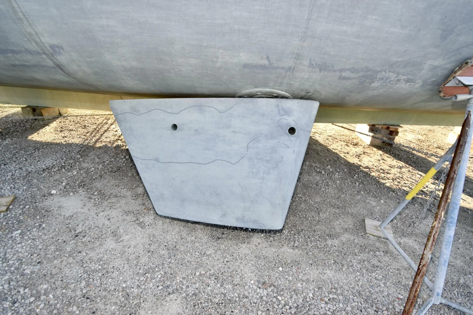 a white rectangular object on a metal stand aboard BLUE SEAS Yacht for Sale