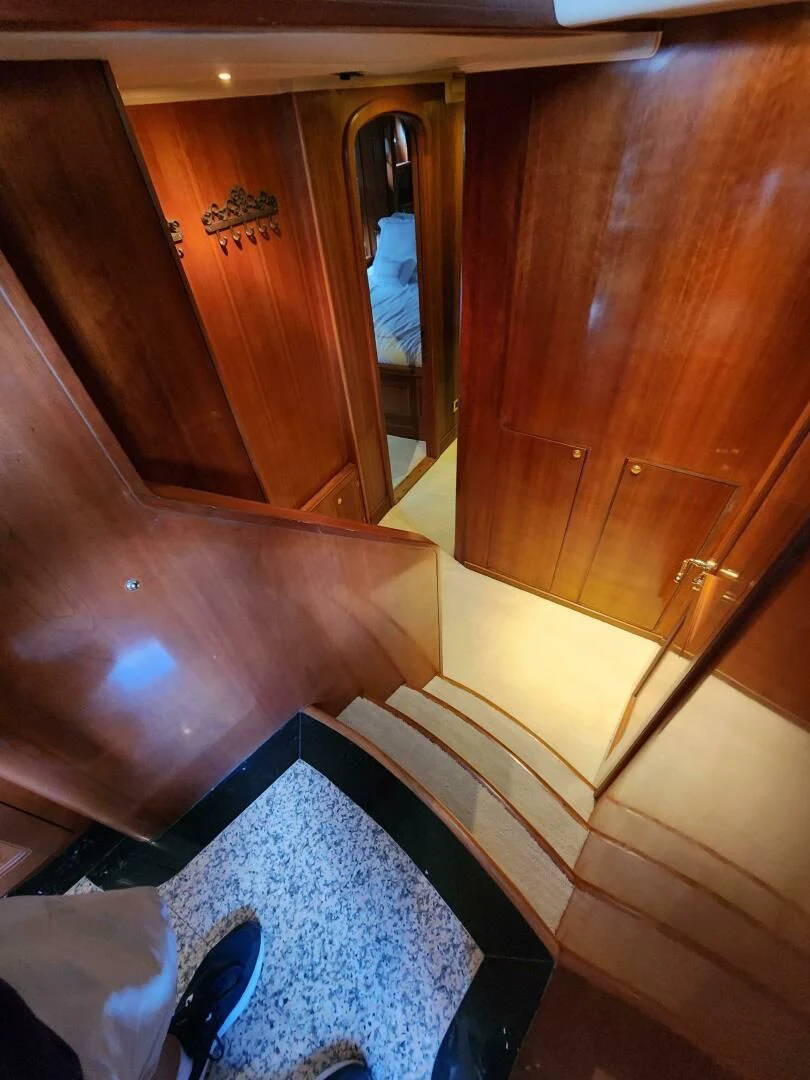 a person standing in a doorway aboard BLUE SEAS Yacht for Sale