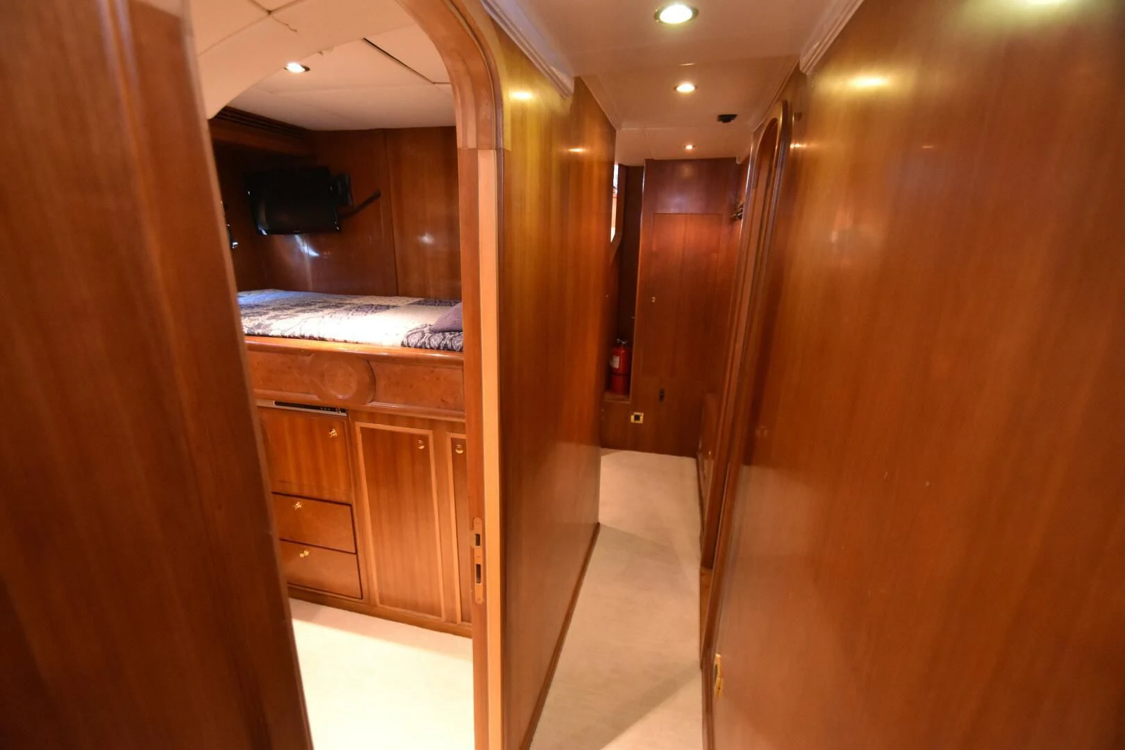 a room with wooden cabinets aboard BLUE SEAS Yacht for Sale