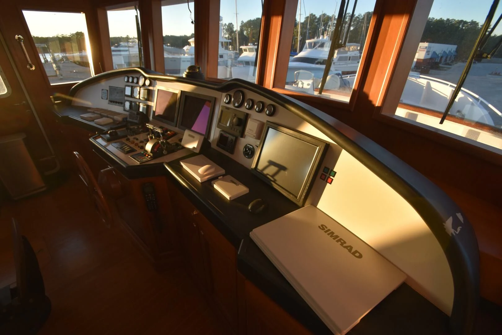 a room with a desk and computers aboard BLUE SEAS Yacht for Sale