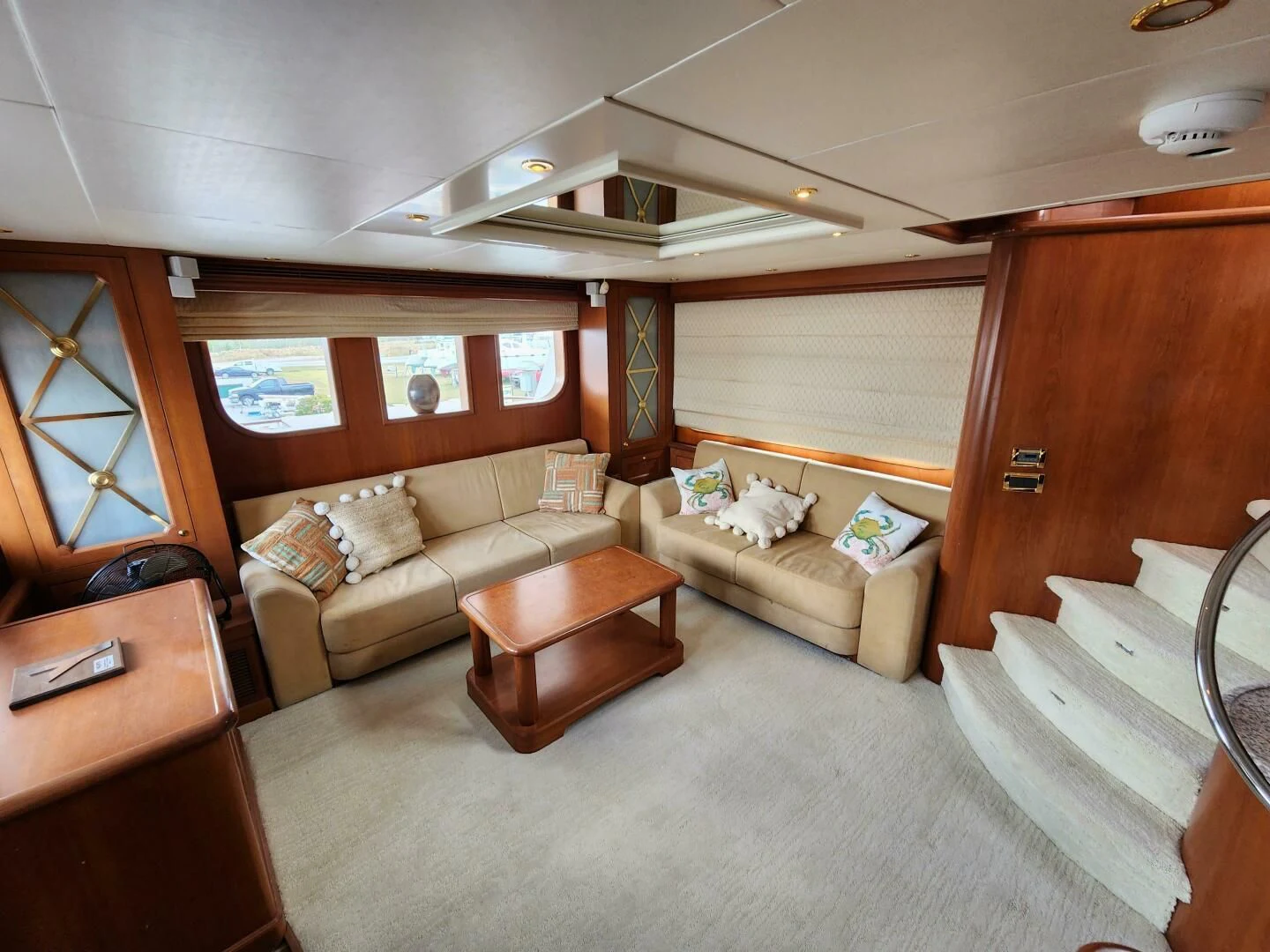 a room with a couch and a table aboard BLUE SEAS Yacht for Sale