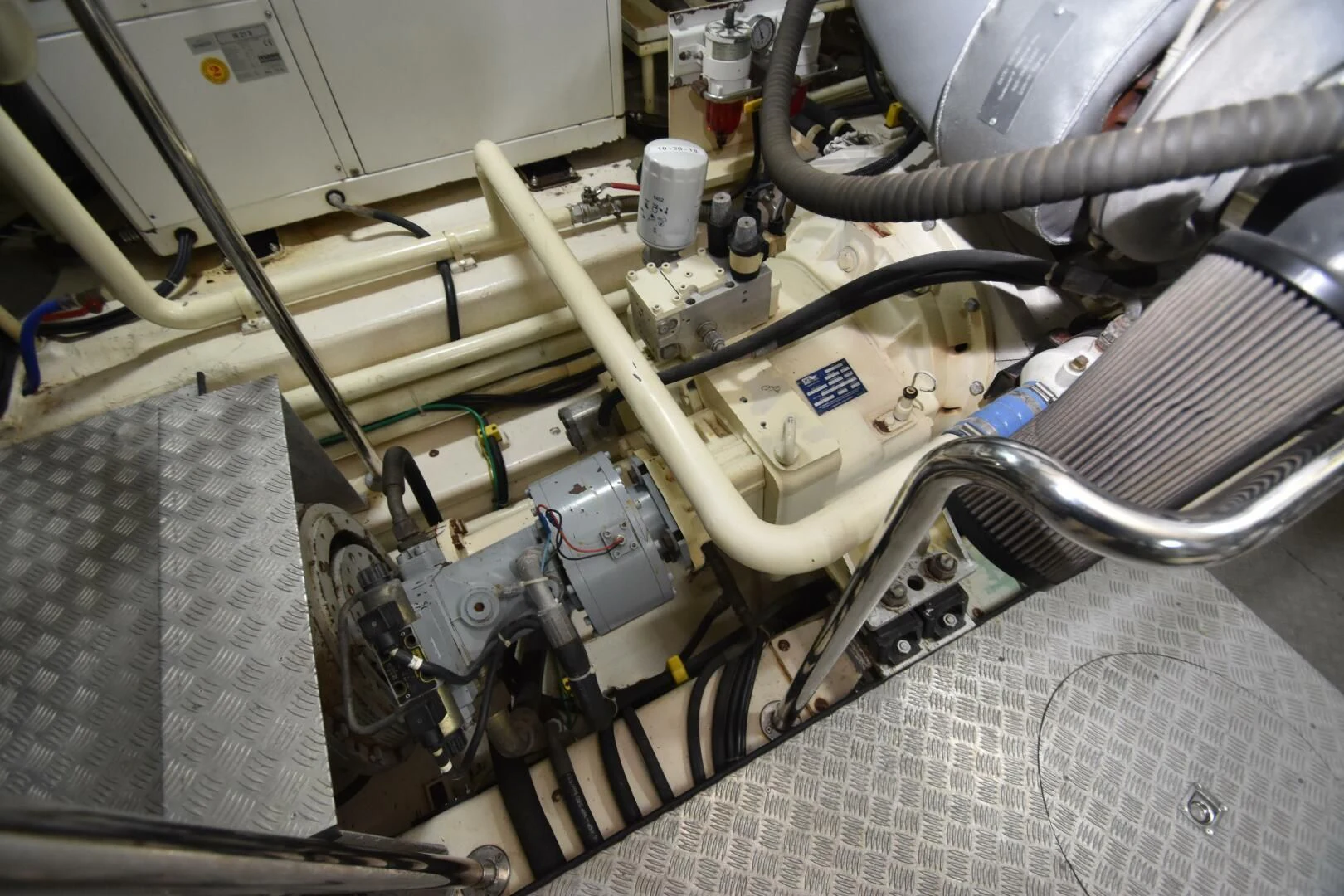 a machine with a large metal pipe aboard BLUE SEAS Yacht for Sale