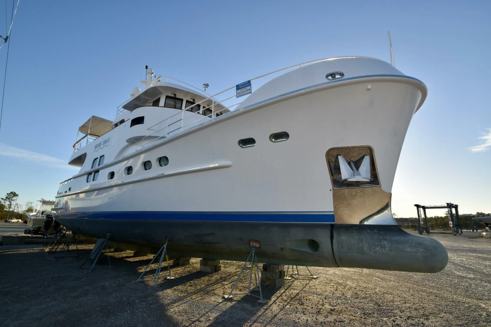 a large military ship aboard BLUE SEAS Yacht for Sale
