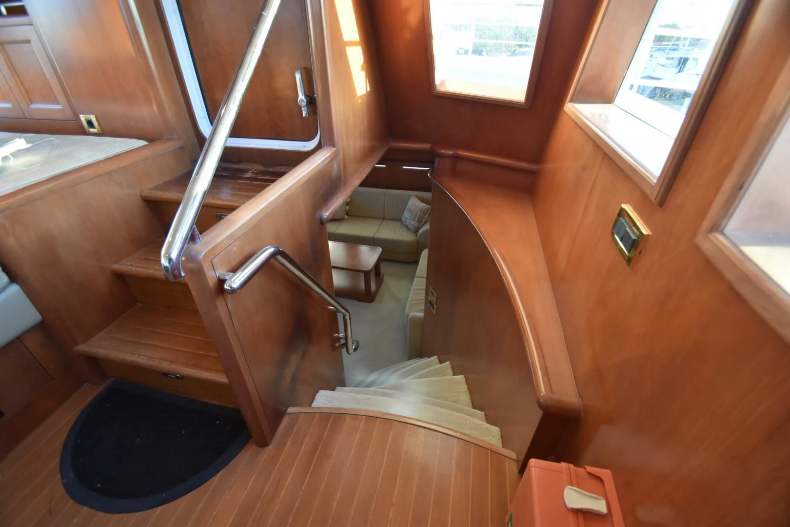 a bunk bed with a blue rug aboard BLUE SEAS Yacht for Sale