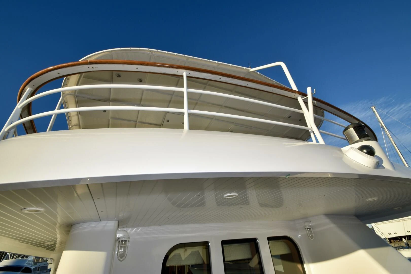 a white building with a metal frame aboard BLUE SEAS Yacht for Sale