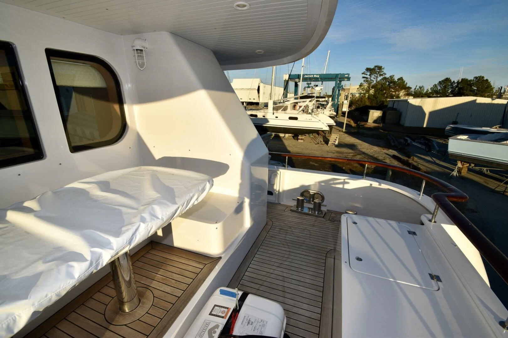 a white airplane on a deck aboard BLUE SEAS Yacht for Sale