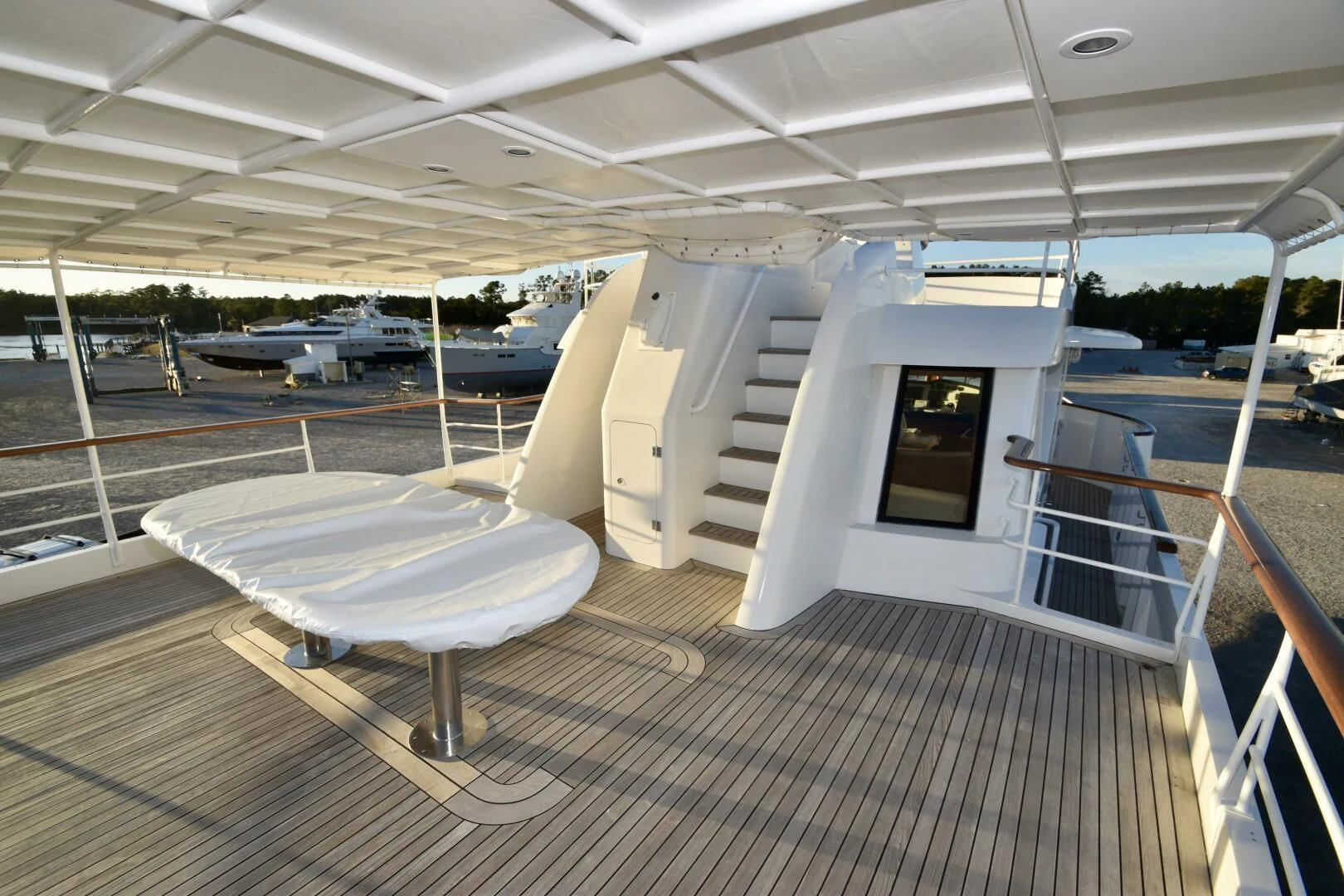 a boat on a deck aboard BLUE SEAS Yacht for Sale