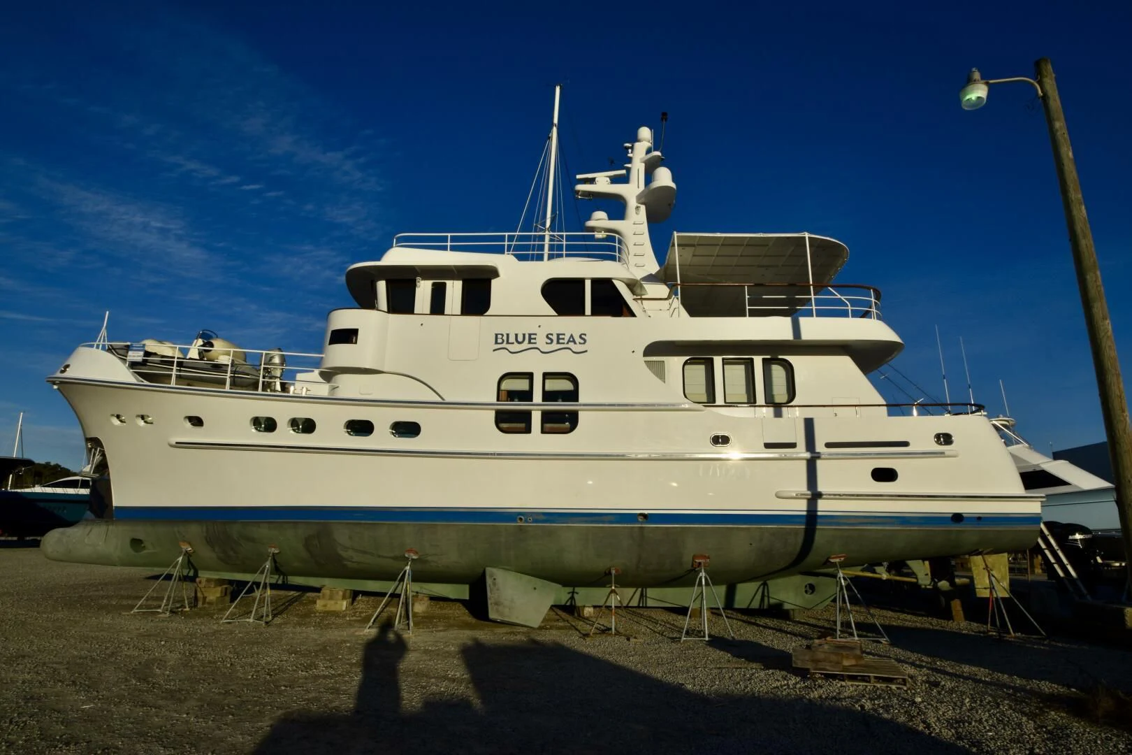 a large white boat aboard BLUE SEAS Yacht for Sale