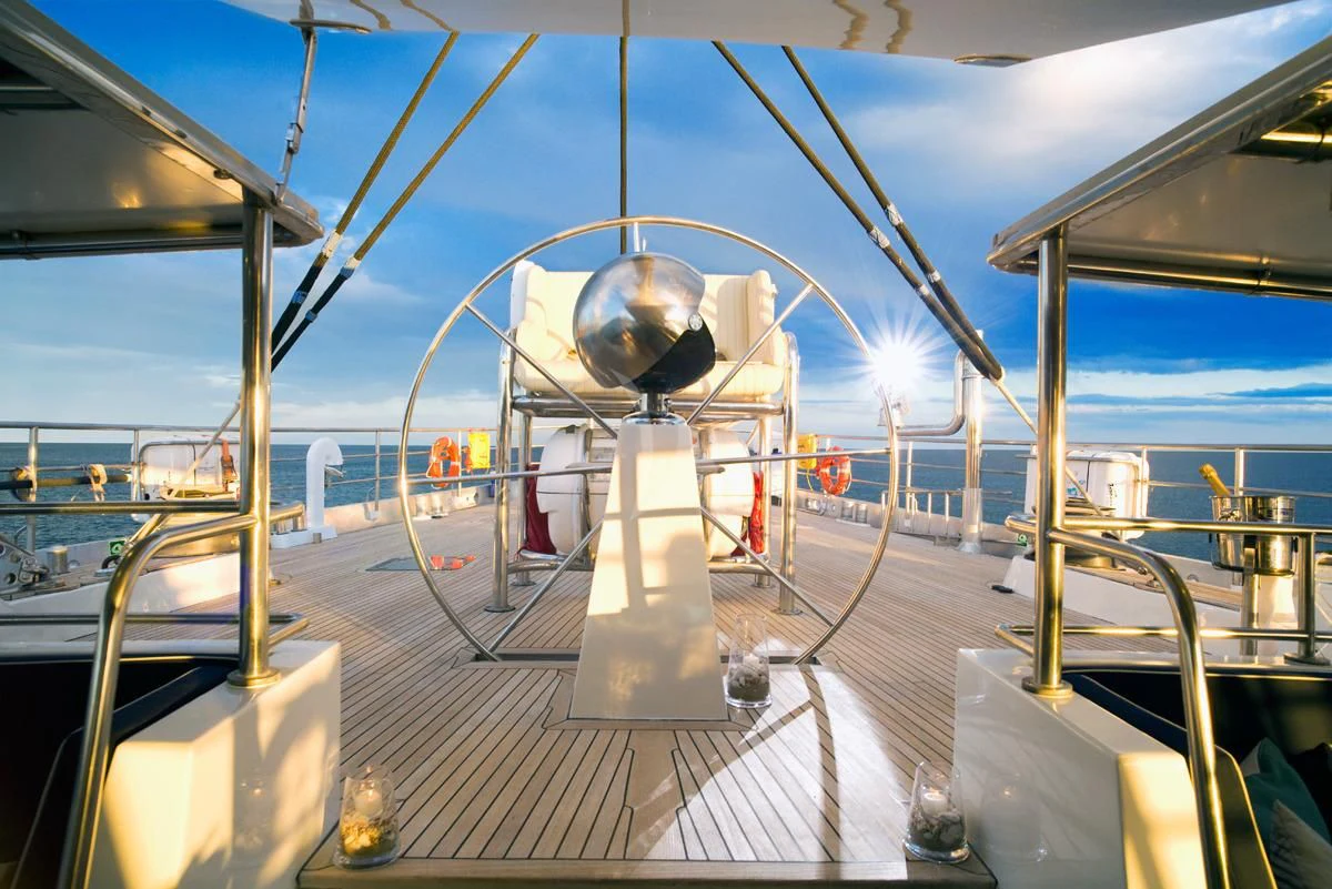 the inside of a space shuttle aboard DWINGER Yacht for Sale
