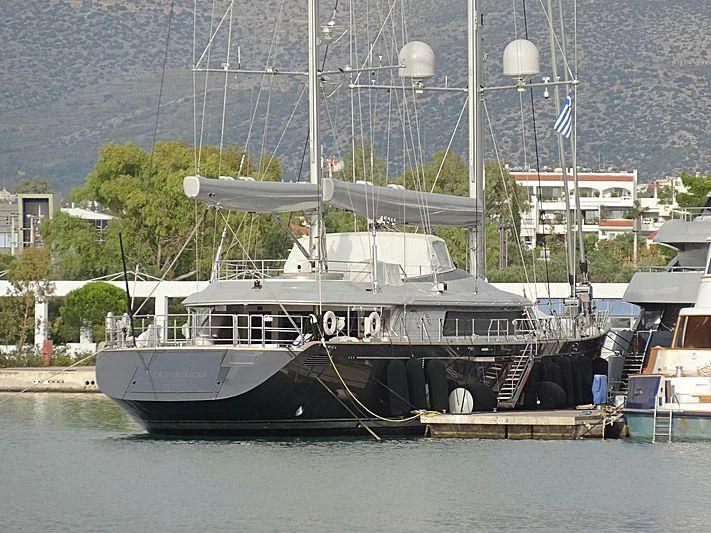 a boat docked at a pier aboard BARACUDA VALLETTA Yacht for Sale