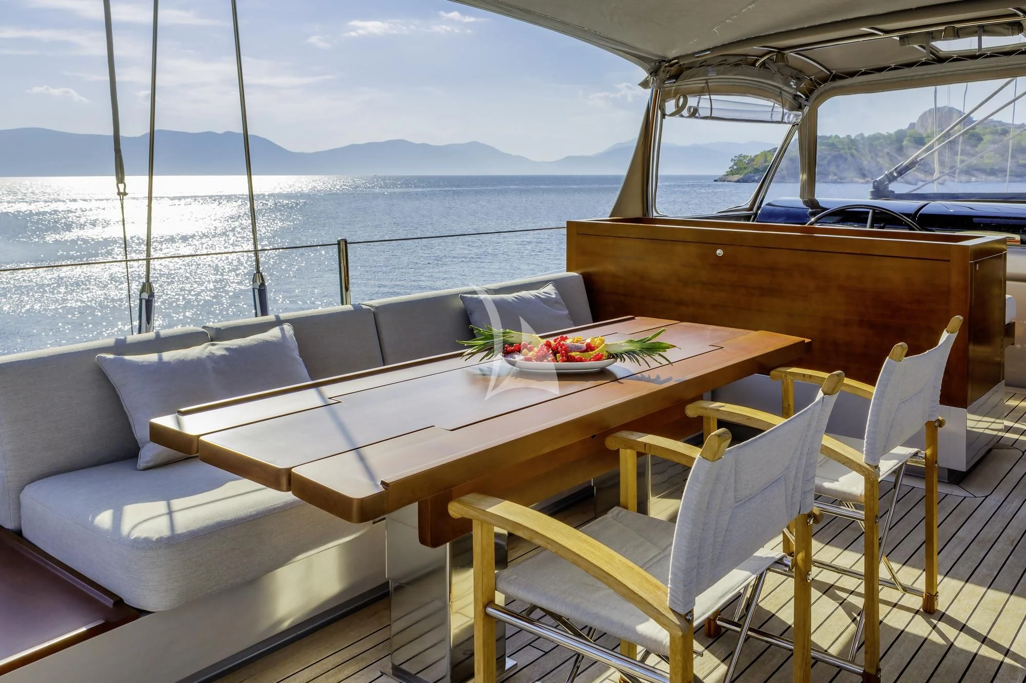 a table on a boat aboard BARACUDA VALLETTA Yacht for Sale