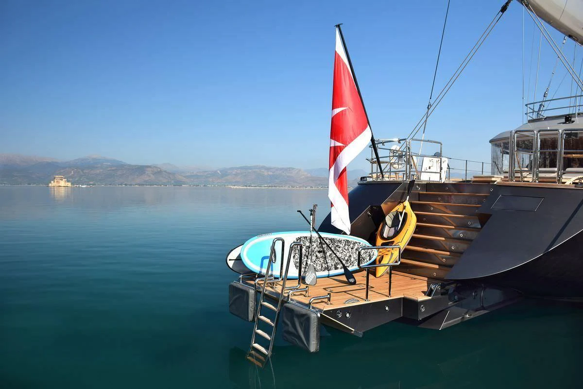 a boat on a dock aboard BARACUDA VALLETTA Yacht for Sale