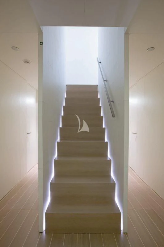 a set of stairs in a house aboard BARACUDA VALLETTA Yacht for Sale