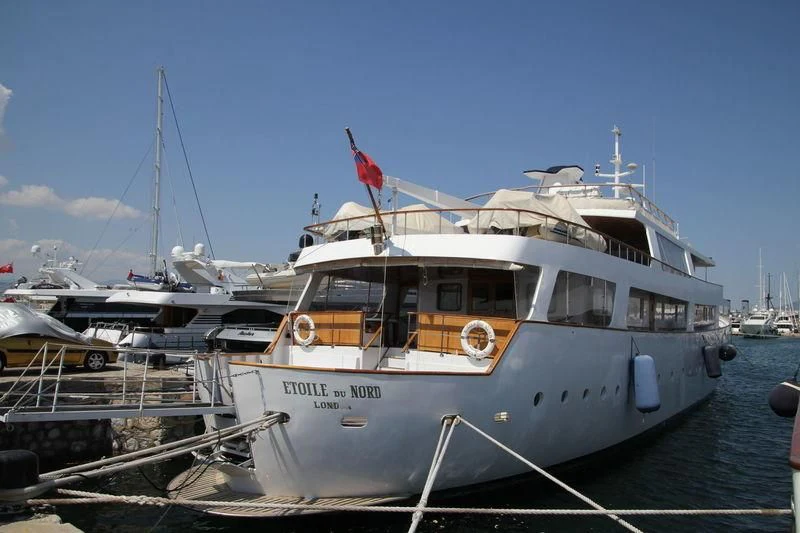 a boat docked at a pier aboard ETOILE DU NORD Yacht for Sale