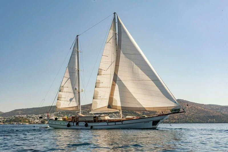 a sailboat on the water aboard BABYLON Yacht for Sale
