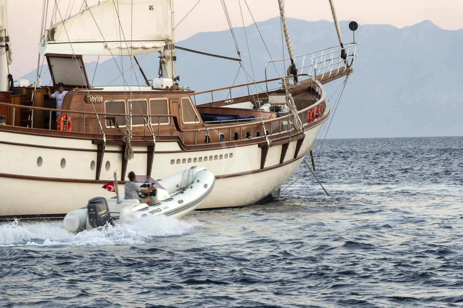 a boat in the water aboard BABYLON Yacht for Sale