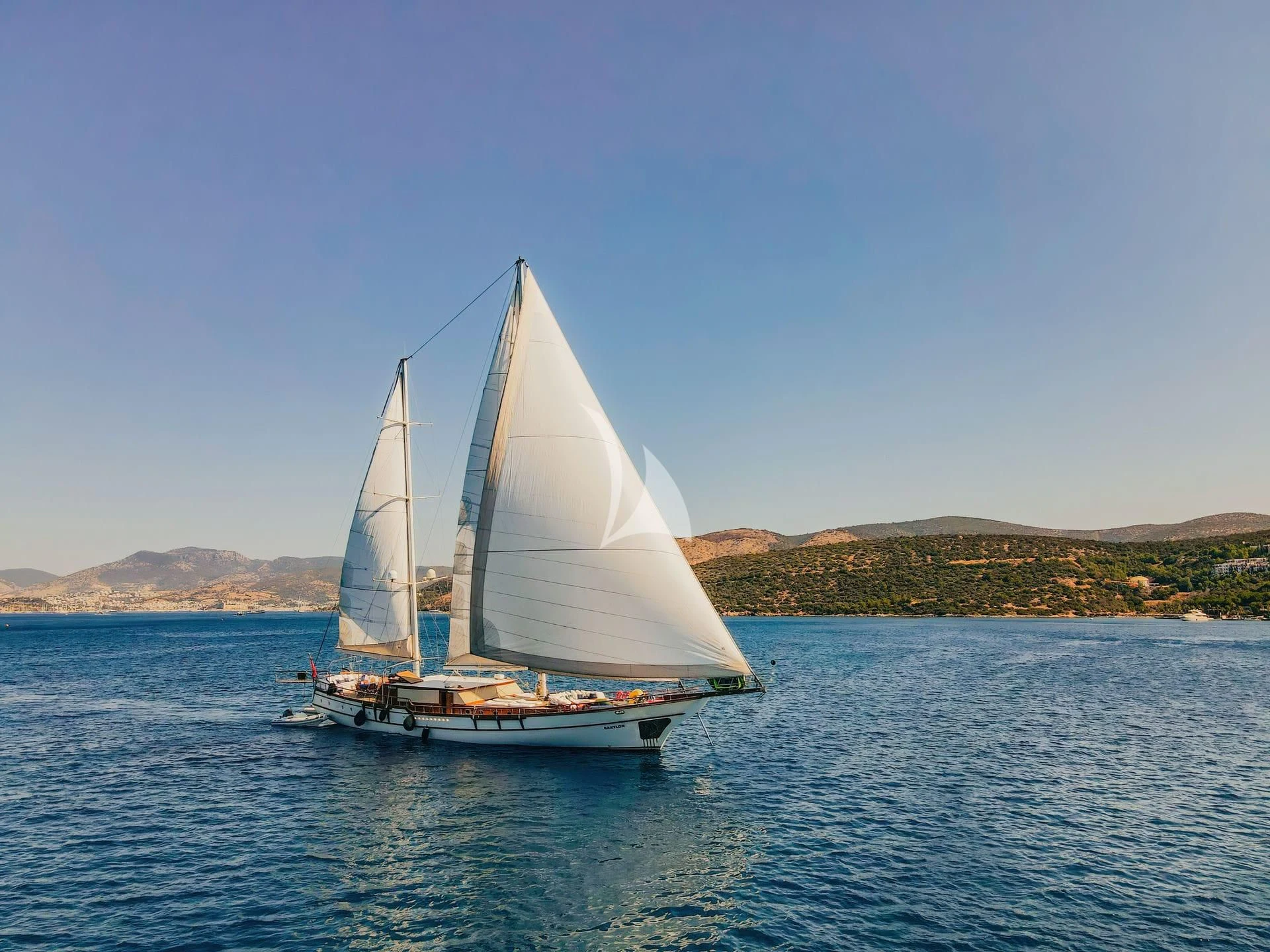 a sailboat on the water aboard BABYLON Yacht for Sale