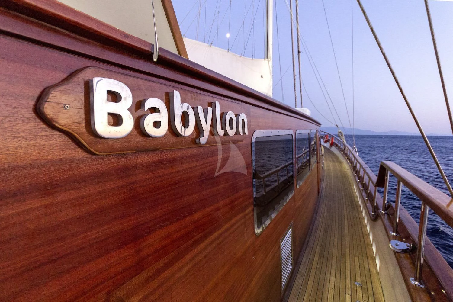 a boat on the water aboard BABYLON Yacht for Sale