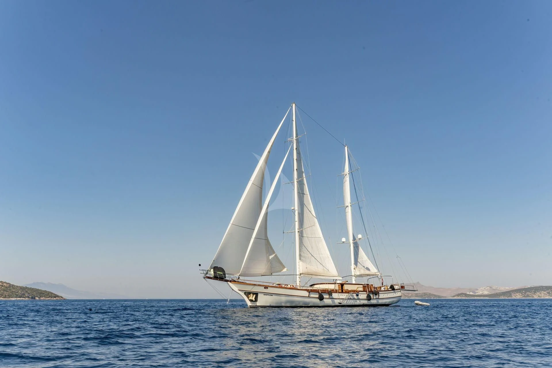 a sailboat on the water aboard BABYLON Yacht for Sale