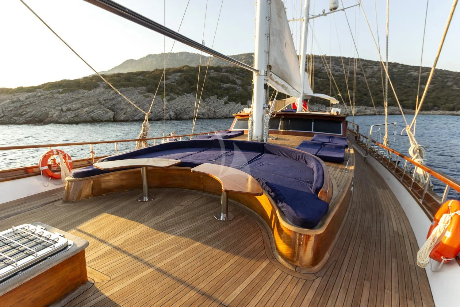 a boat on a deck aboard BABYLON Yacht for Sale