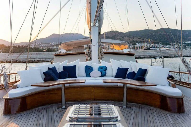 a boat on a deck aboard BABYLON Yacht for Sale