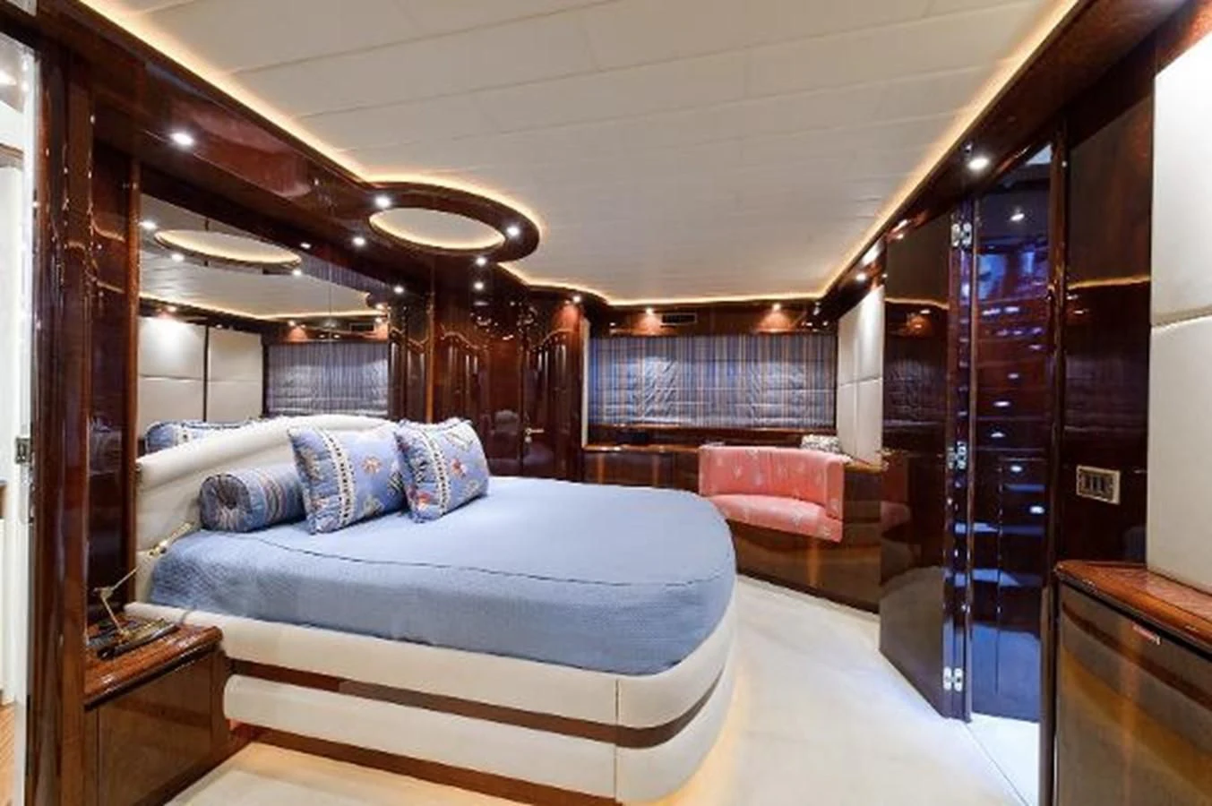 a bed in a room aboard UTOPIA Yacht for Sale