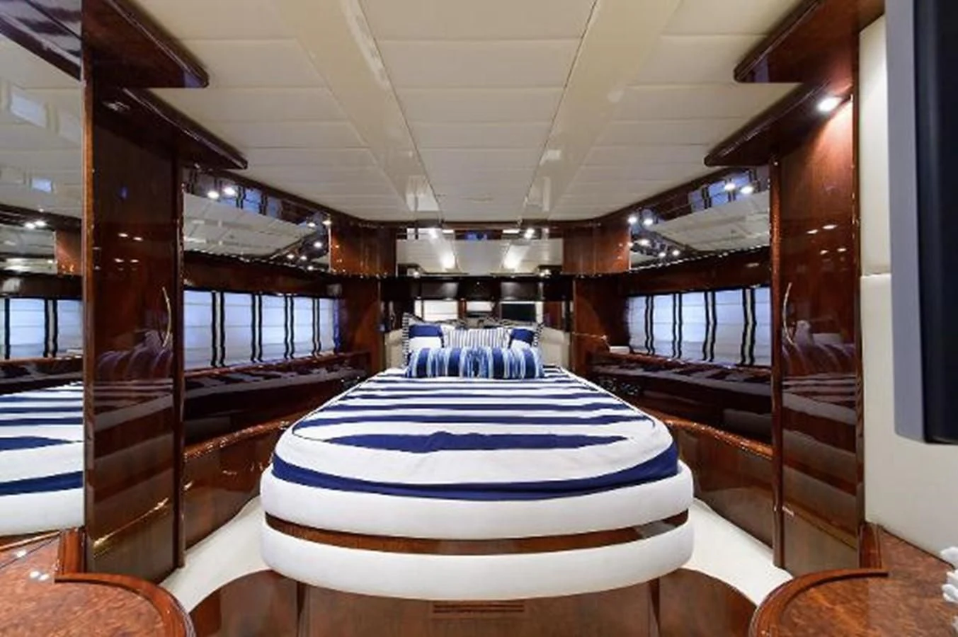 a large room with a large white and blue mat aboard UTOPIA Yacht for Sale