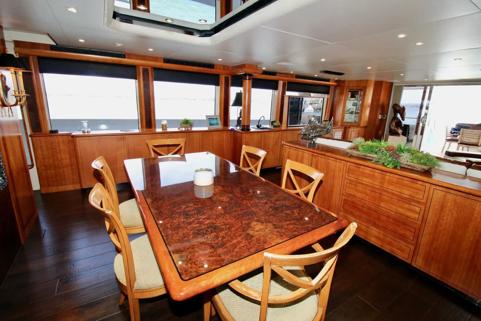 a large kitchen with a dining table aboard MY WAY Yacht for Sale