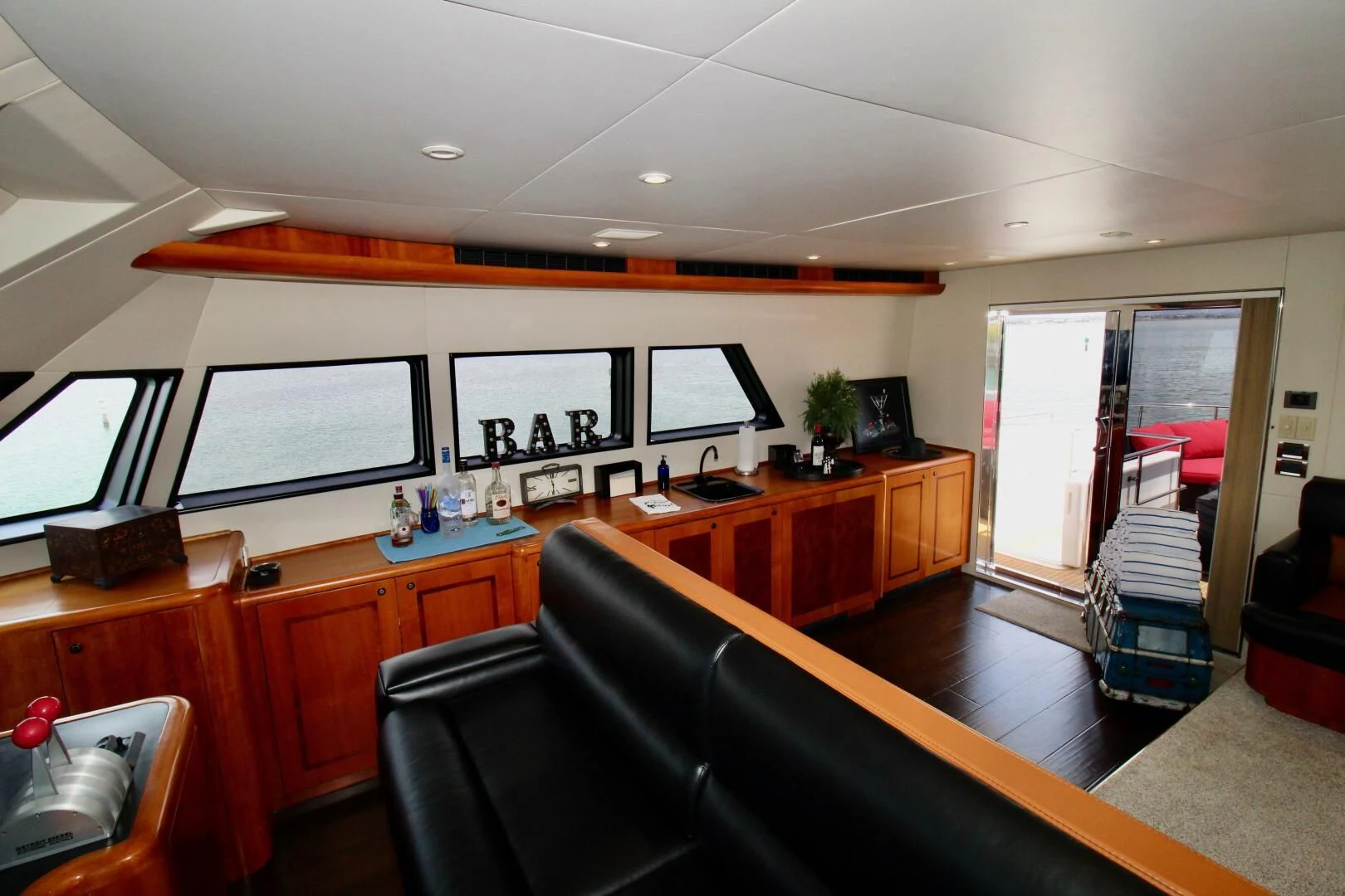 a room with a desk and chairs aboard MY WAY Yacht for Sale