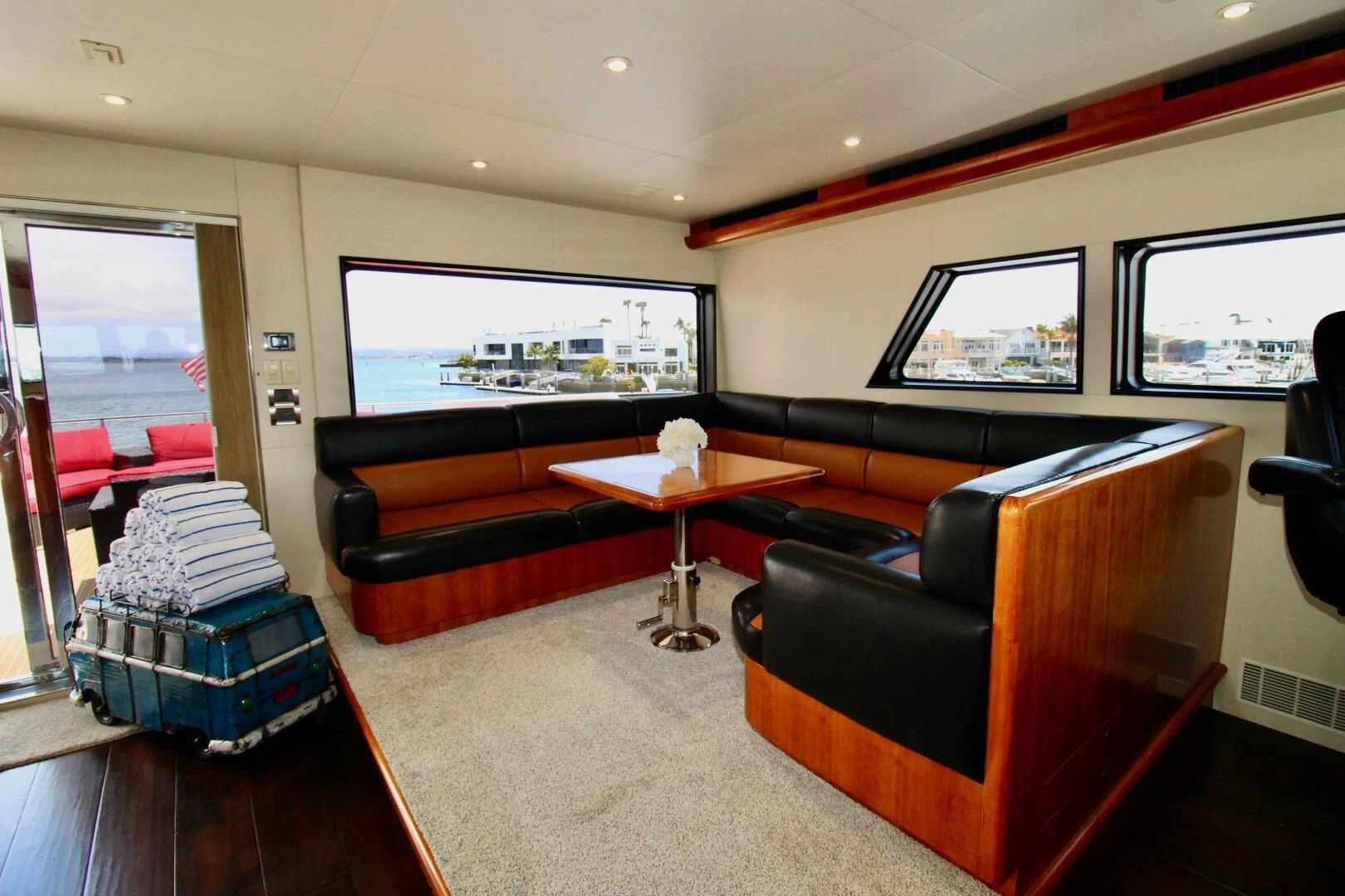 a room with a desk and a tv aboard MY WAY Yacht for Sale
