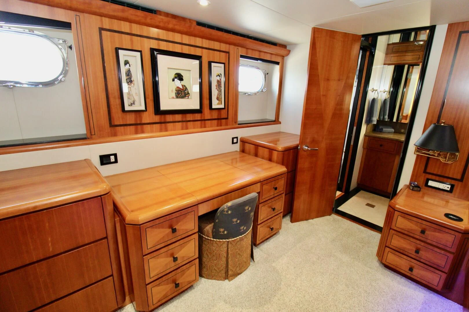 a room with a desk and a mirror aboard MY WAY Yacht for Sale