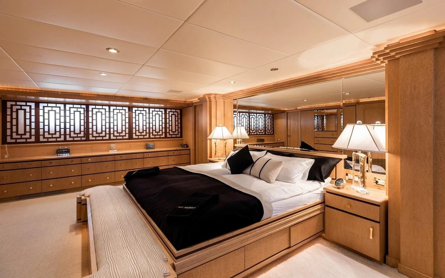 a room with a bed and a window aboard SIERRA 2 Yacht for Sale