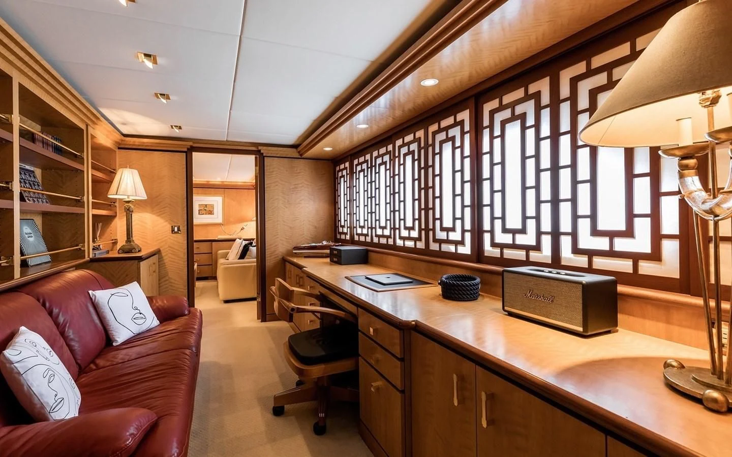 a room with a desk and a bed aboard SIERRA 2 Yacht for Sale