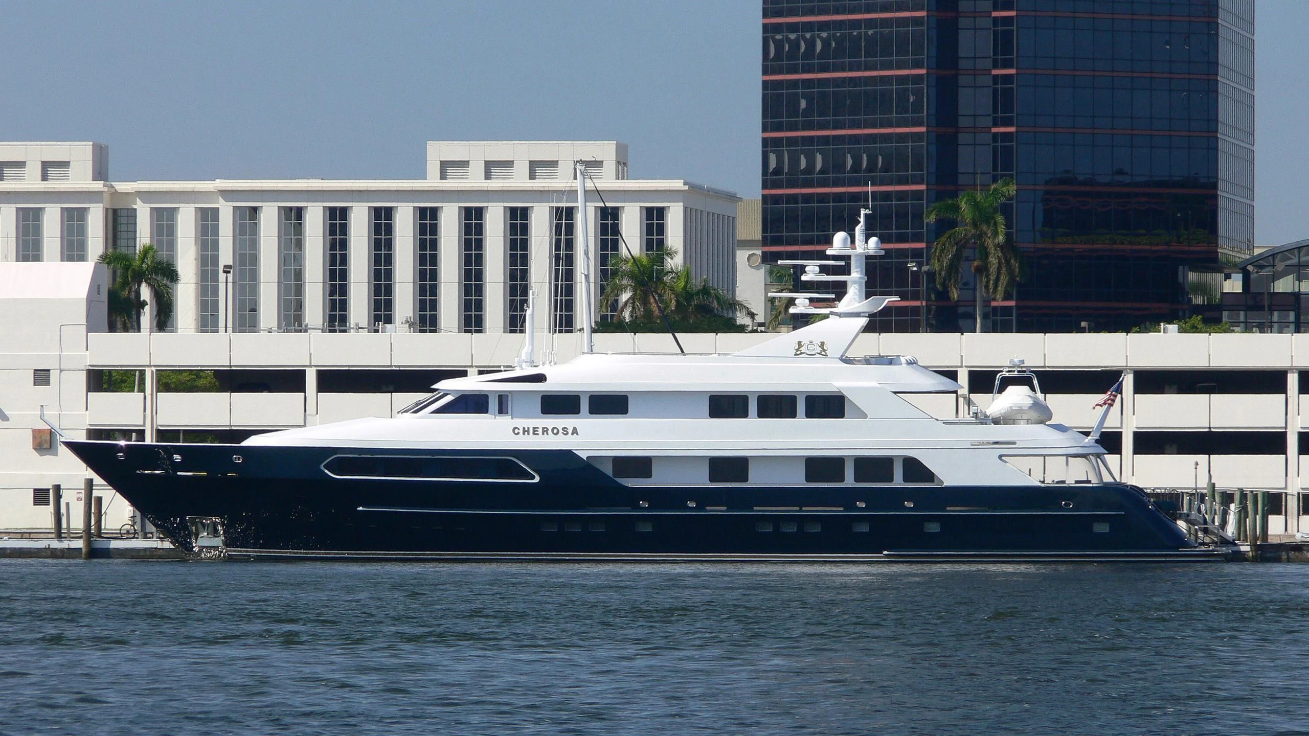 a large white boat in the water aboard SIERRA 2 Yacht for Sale