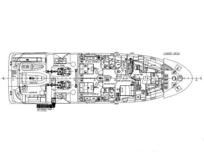 diagram, engineering drawing aboard MOCEAN Yacht for Sale