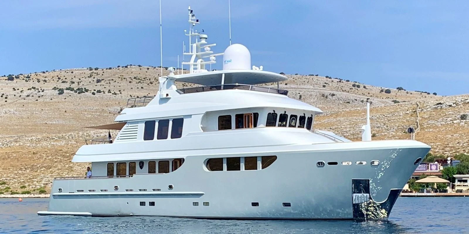 a large white ship aboard MOCEAN Yacht for Sale