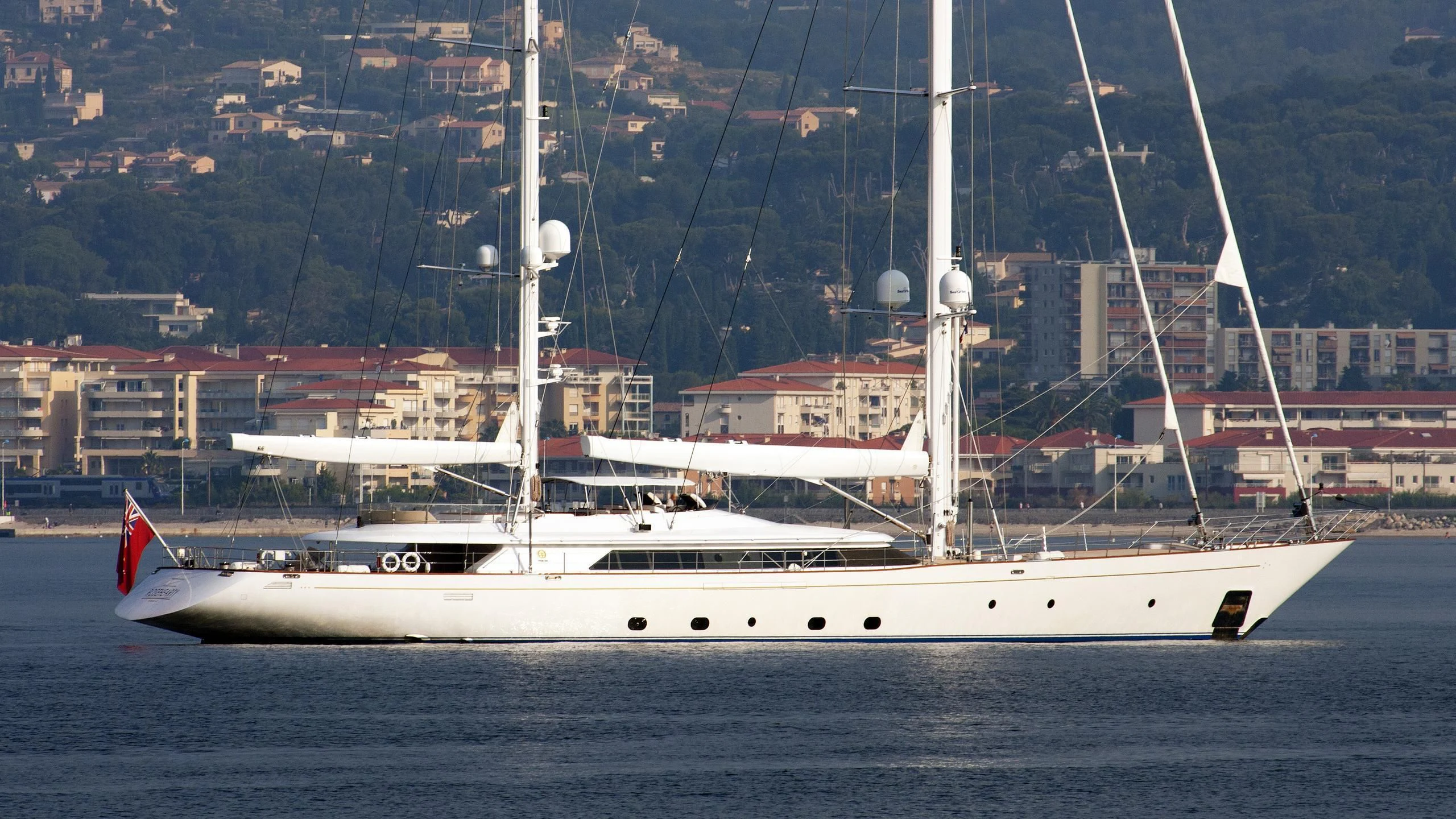 a white boat in the water aboard ROSEHEARTY Yacht for Charter