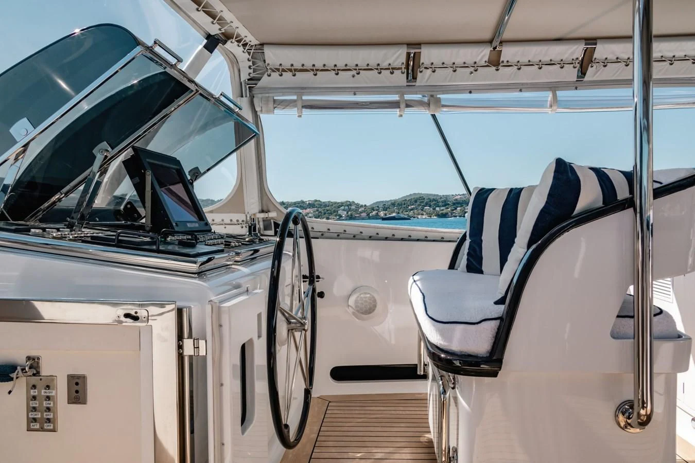 the inside of a vehicle aboard ROSEHEARTY Yacht for Charter
