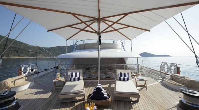 a boat on a deck aboard ROSEHEARTY Yacht for Charter